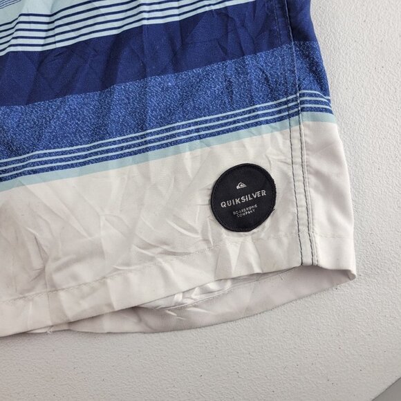 Quiksilver Stripe Boardshorts Hybrid Tie Waist Swim Lined High Rise Medium Mens - Picture 5 of 15